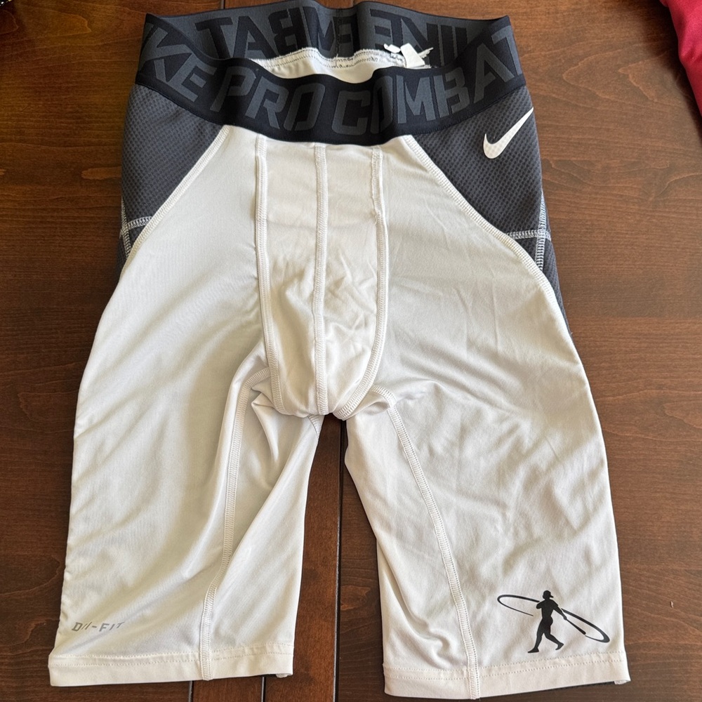 Nike Men’s White and Black Athletic Compression Shorts